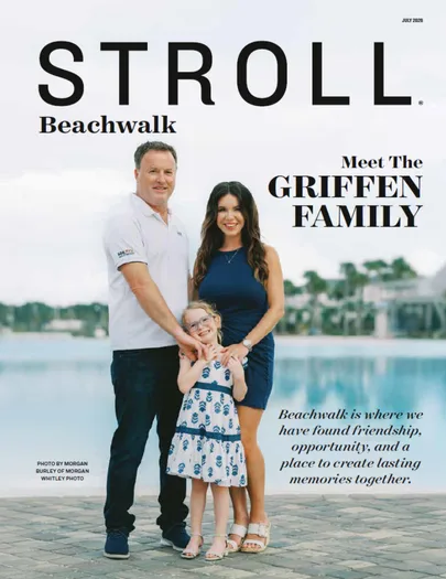 STROLL Beachwalk magazine cover, July 2026, featuring The Culinary Duo